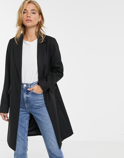 Черное пальто на пуговицах New Look | ASOS