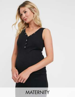 фото Черное платье для кормления в рубчик с кнопками new look maternity-черный