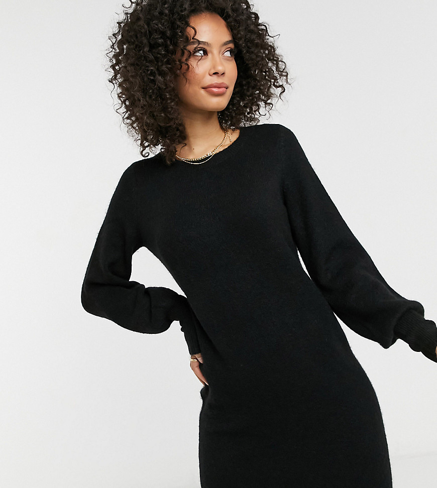 фото Черное платье-джемпер с объемными рукавами vero moda tall-черный