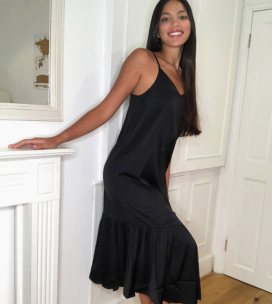 фото Черное платье-майка миди с баской vero moda tall-черный