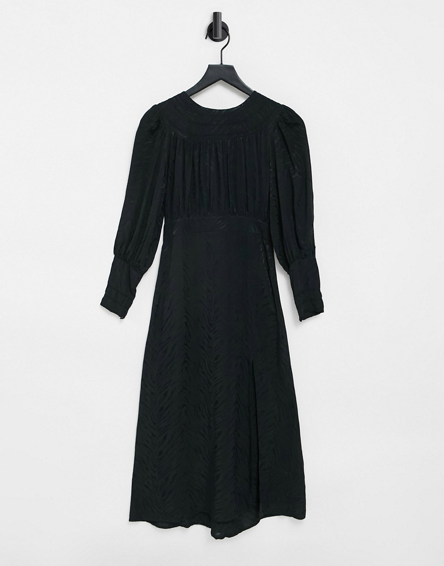 фото Черное платье миди topshop-черный цвет