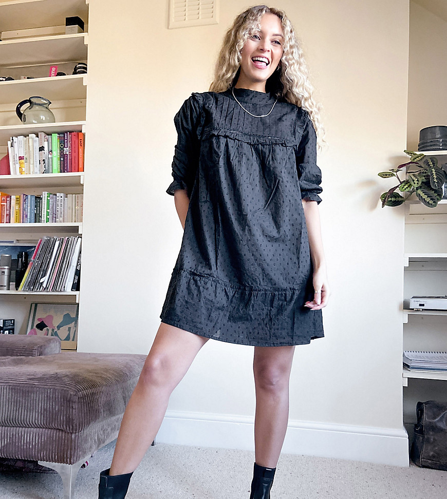 фото Черное платье мини из ткани добби с защипами reclaimed vintage inspired-голубой