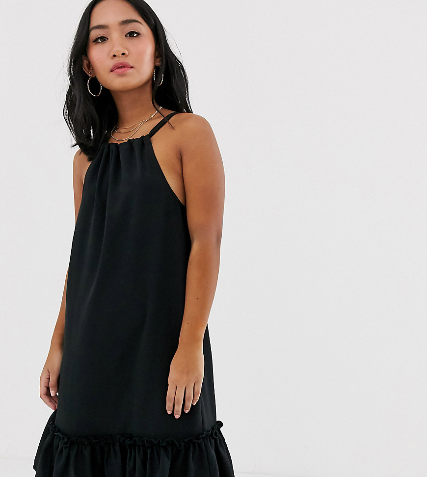 фото Черное платье мини с лямкой через шею vero moda petite-черный