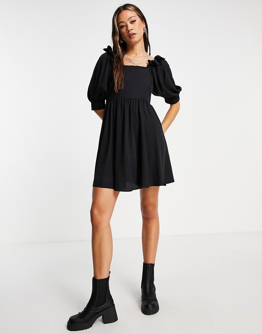 Черное платье с присборенной юбкой и пышными рукавами -Черный цвет Vero Moda 103432997