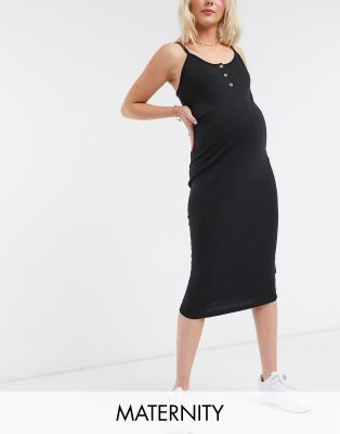 фото Черное платье с пуговицами missguided maternity-черный