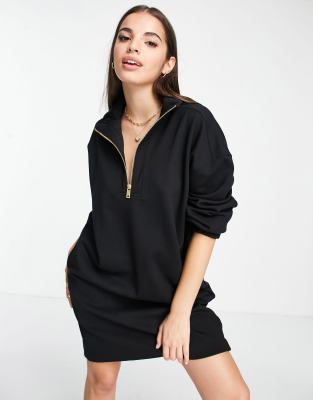 фото Черное платье-свитшот в стиле oversized maison scotch-черный цвет