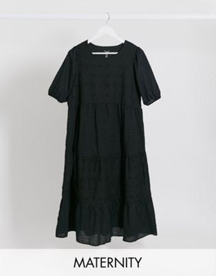 фото Черное платье мидакси с вышивкой ришелье new look maternity-черный