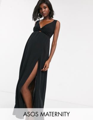 Черное пляжное платье макси с поясом на спине ASOS DESIGN MATERNITY-Черный цвет