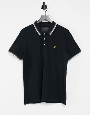 фото Черное поло с контрастным воротником lyle & scott-черный цвет