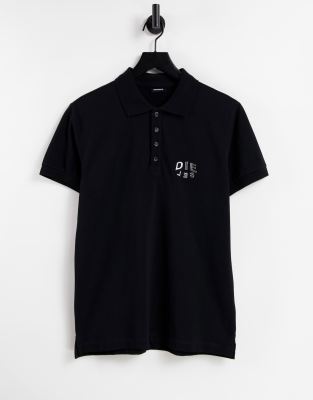   Asos Черное поло с крупным логотипом Diesel-Черный цвет