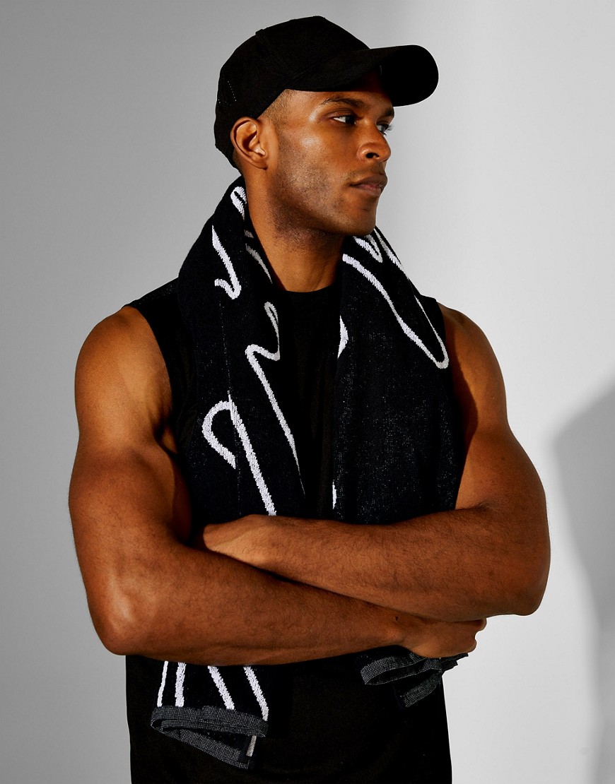 фото Черное спортивное полотенце с логотипом topman-черный цвет