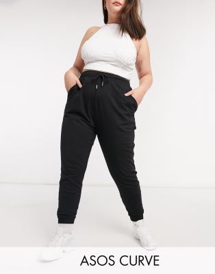 фото Черные базовые джоггеры со шнурком asos design curve-черный asos curve