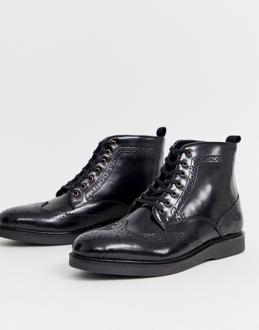 фото Черные блестящие ботинки-броги h by hudson calverston-черный