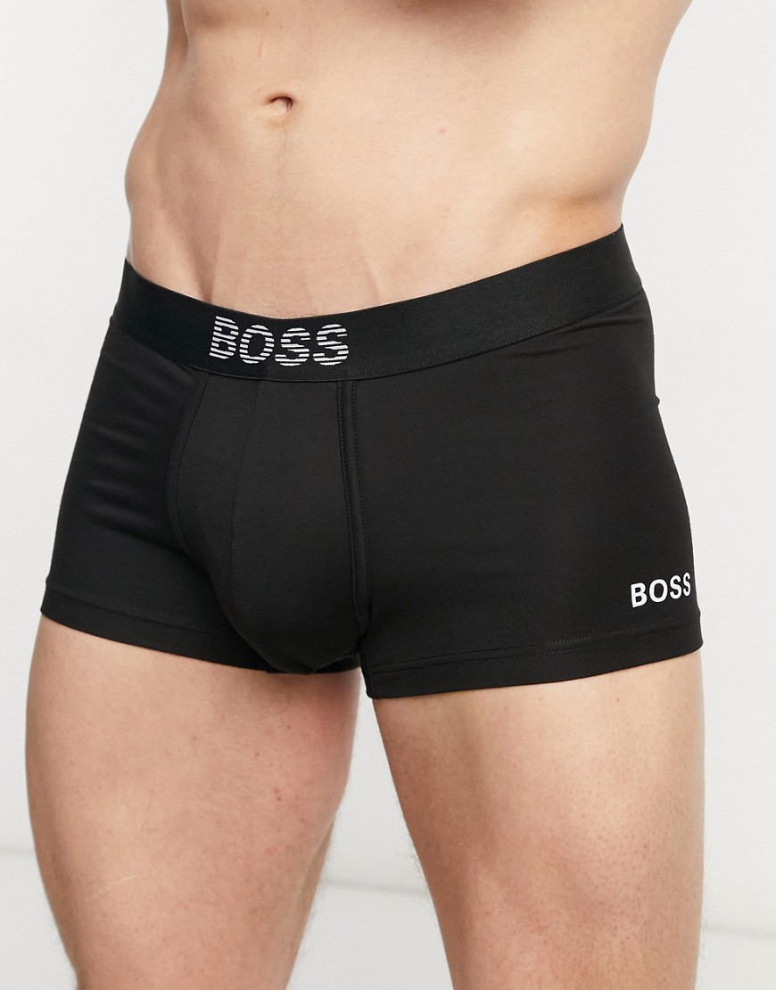 фото Черные боксеры-брифы из бамбуковой вискозы с логотипом boss-черный цвет boss bodywear