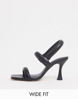 фото Черные босоножки для широкой стопы на среднем каблуке asos design-черный
