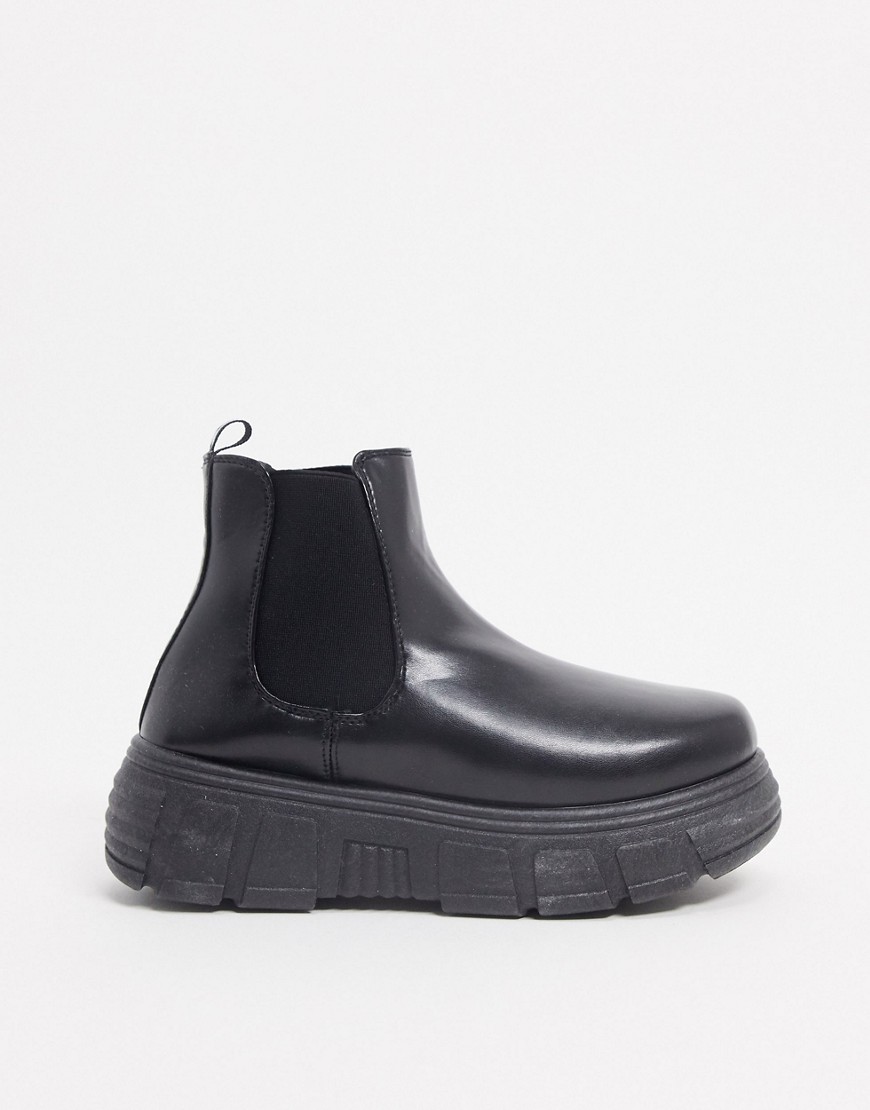 фото Черные ботинки челси из искусственной кожи на массивной подошве koi footwear-черный