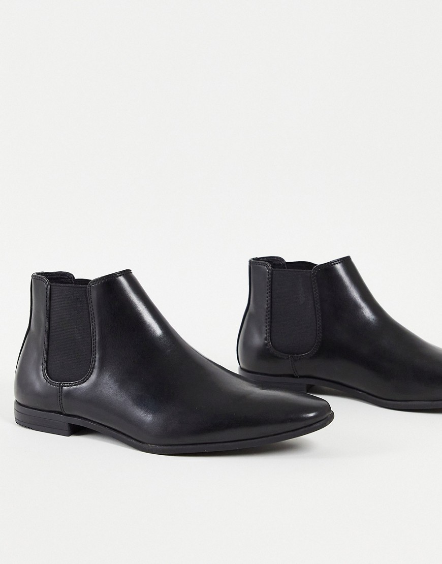 фото Черные ботинки челси из искусственной кожи topman briar-черный