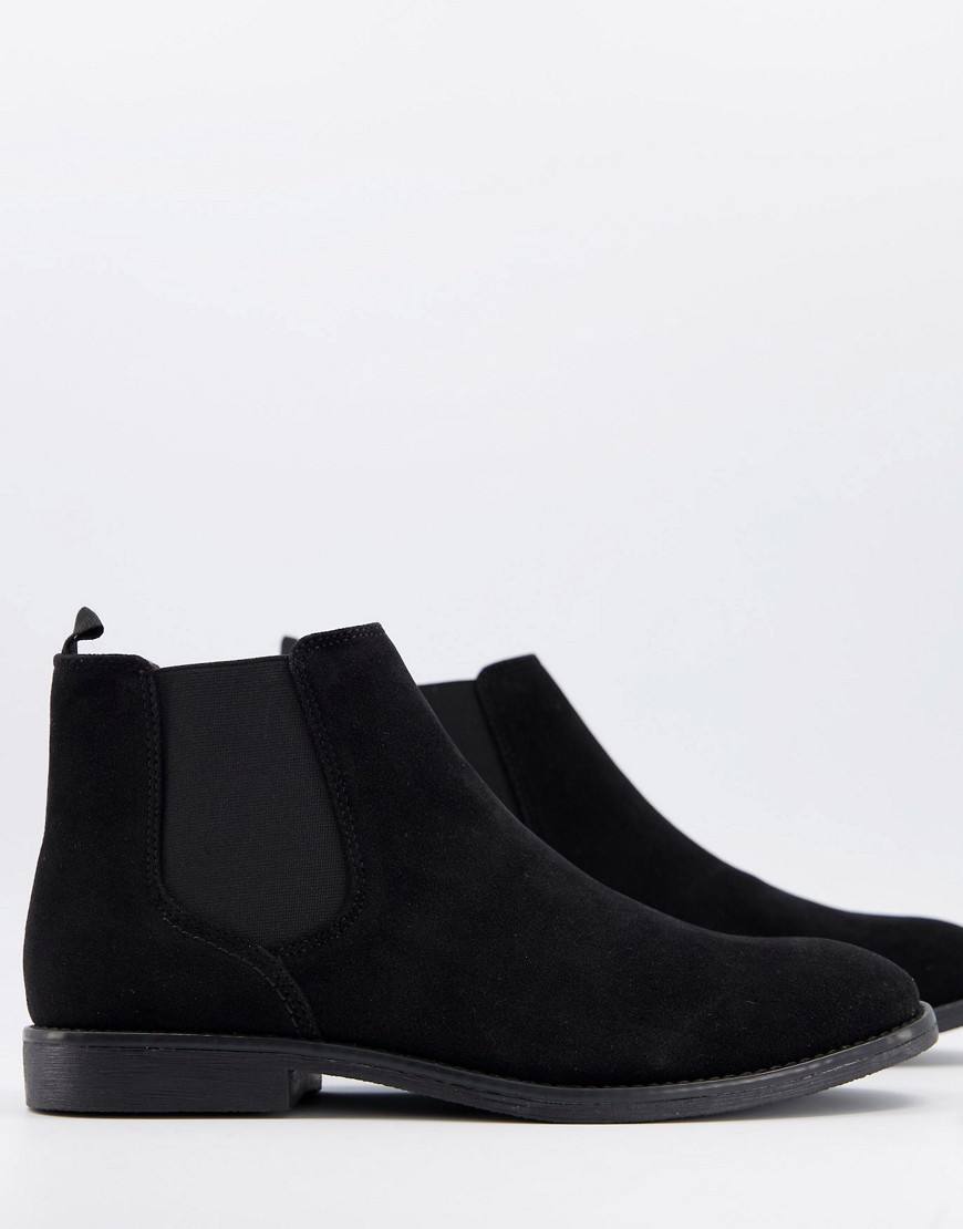 фото Черные ботинки-челси из искусственной замши topman-черный цвет