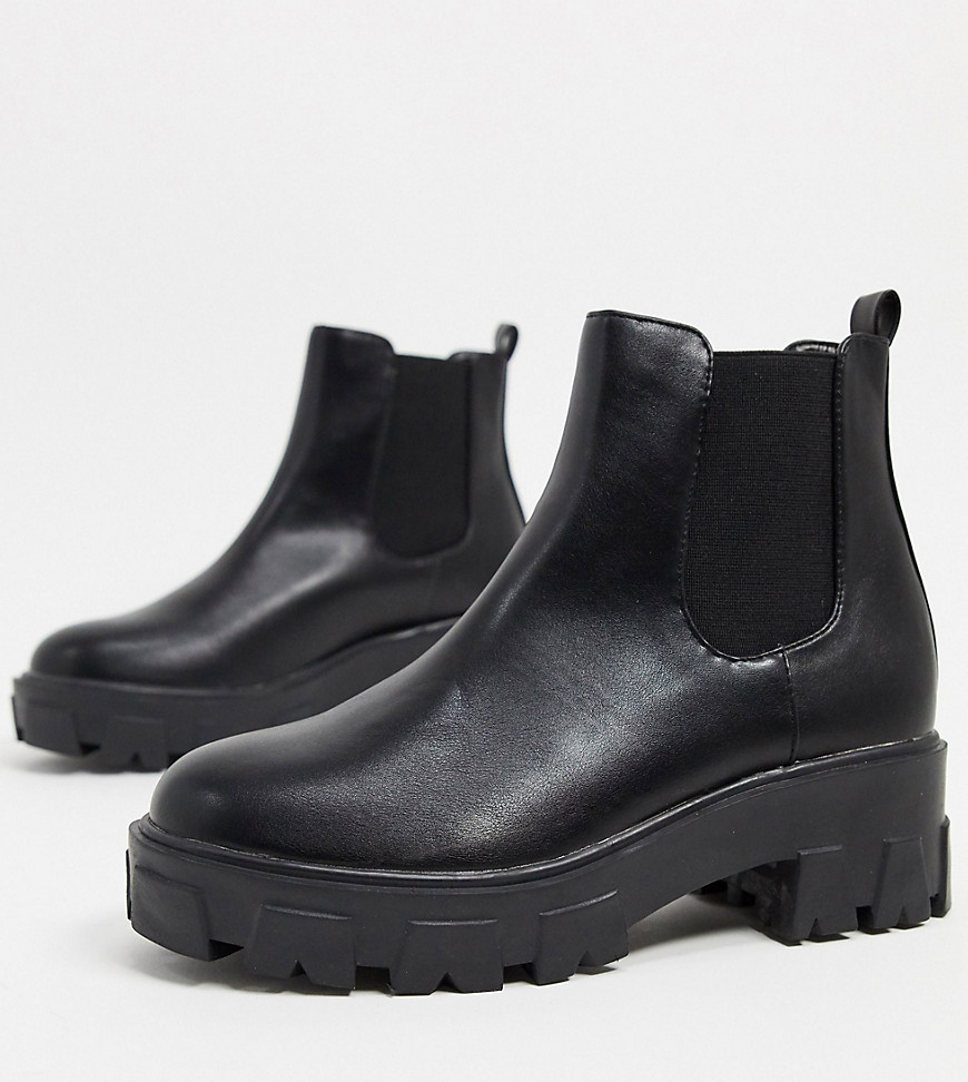 фото Черные ботинки челси на массивной подошве для широкой стопы raid wide fit liza-черный цвет