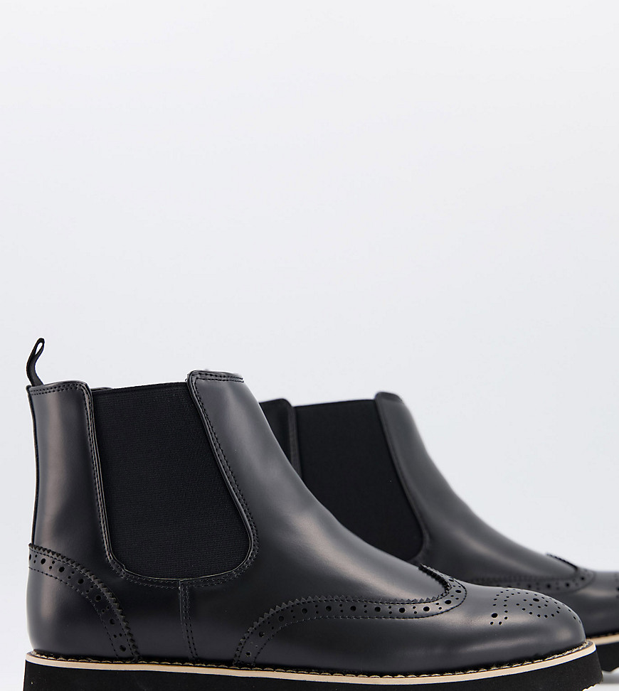 фото Черные ботинки челси в стиле casual для широкой стопы truffle collection-черный цвет