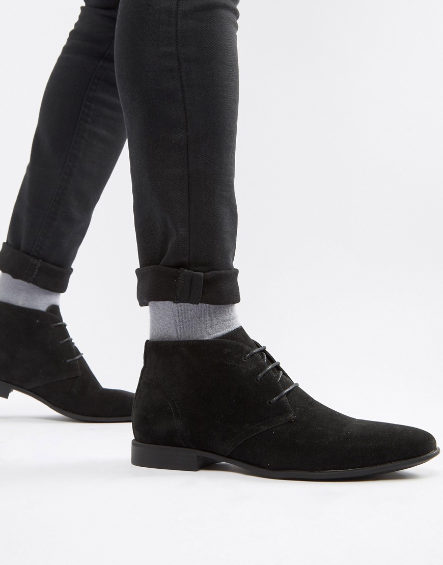 Черные ботинки чукка из искусственной замши ASOS DESIGN-Черный цвет