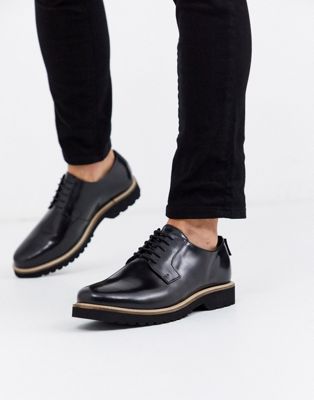 фото Черные ботинки для широкой стопы на шнуровке и массивной подошве ben sherman-черный
