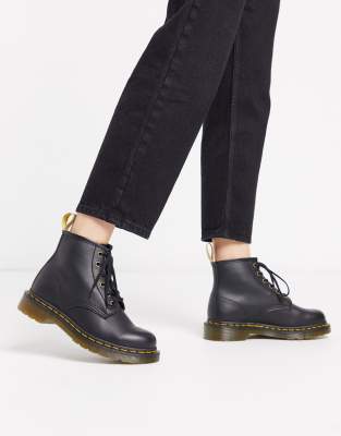 фото Черные ботинки из искусственной кожи с 6 парами люверсов dr martens 101-черный