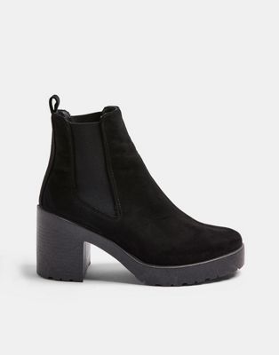 фото Черные ботинки на блочном каблуке для широкой стопы topshop bronte-черный цвет