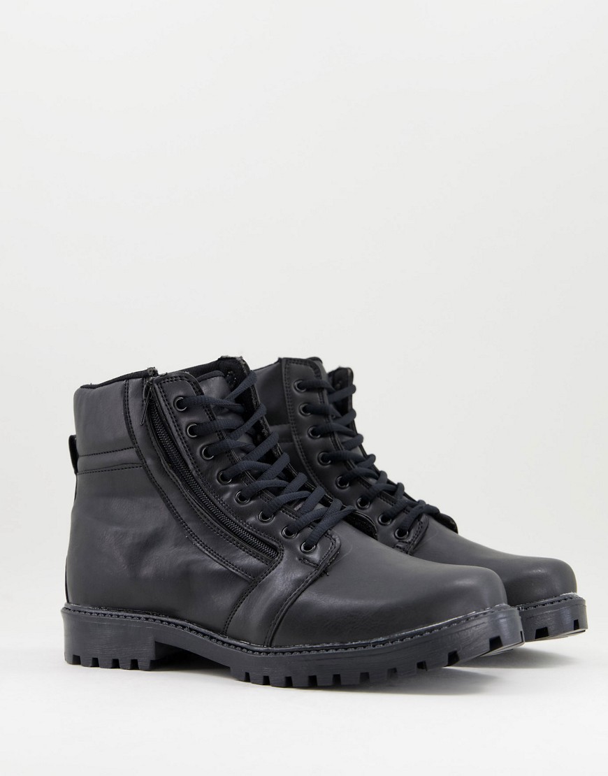 фото Черные ботинки на шнуровке с молнией сбоку bolongaro trevor-черный цвет
