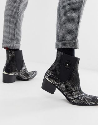 фото Черные ботинки с эффектом змеиной кожи цвета металлик jeffery west sylvian-черный