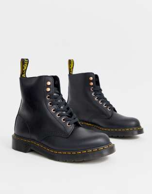 фото Черные ботинки со шнуровкой на 8 пар люверсов dr martens 1460 pascal-черный