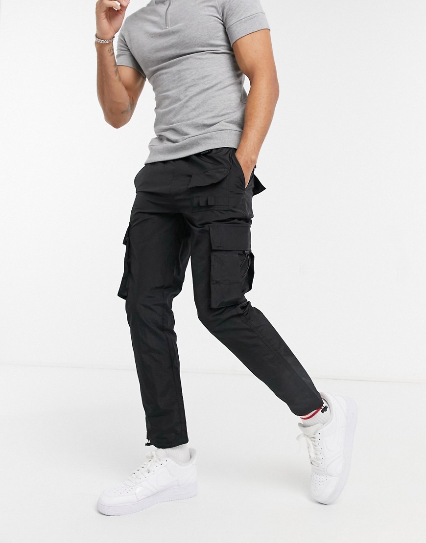фото Черные брюки карго topman techy-черный цвет