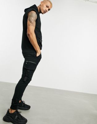 фото Черные брюки-карго в стиле милитари от комплекта soul star-черный