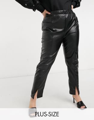 Черные брюки с разрезами спереди In The Style Plus x Olivia Bowen-Черный