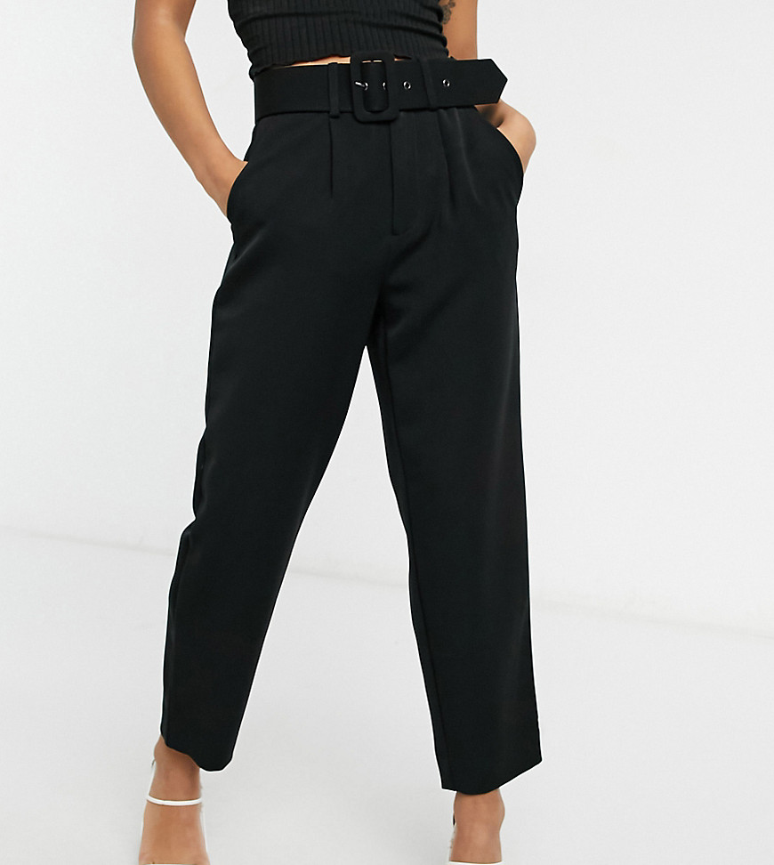 фото Черные брюки-сигареты с поясом на талии vero moda petite-черный цвет