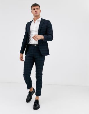 фото Черные брюки скинни в клетку burton menswear-черный