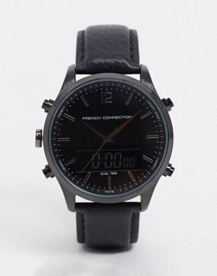 фото Черные часы с хронографом french connection-черный