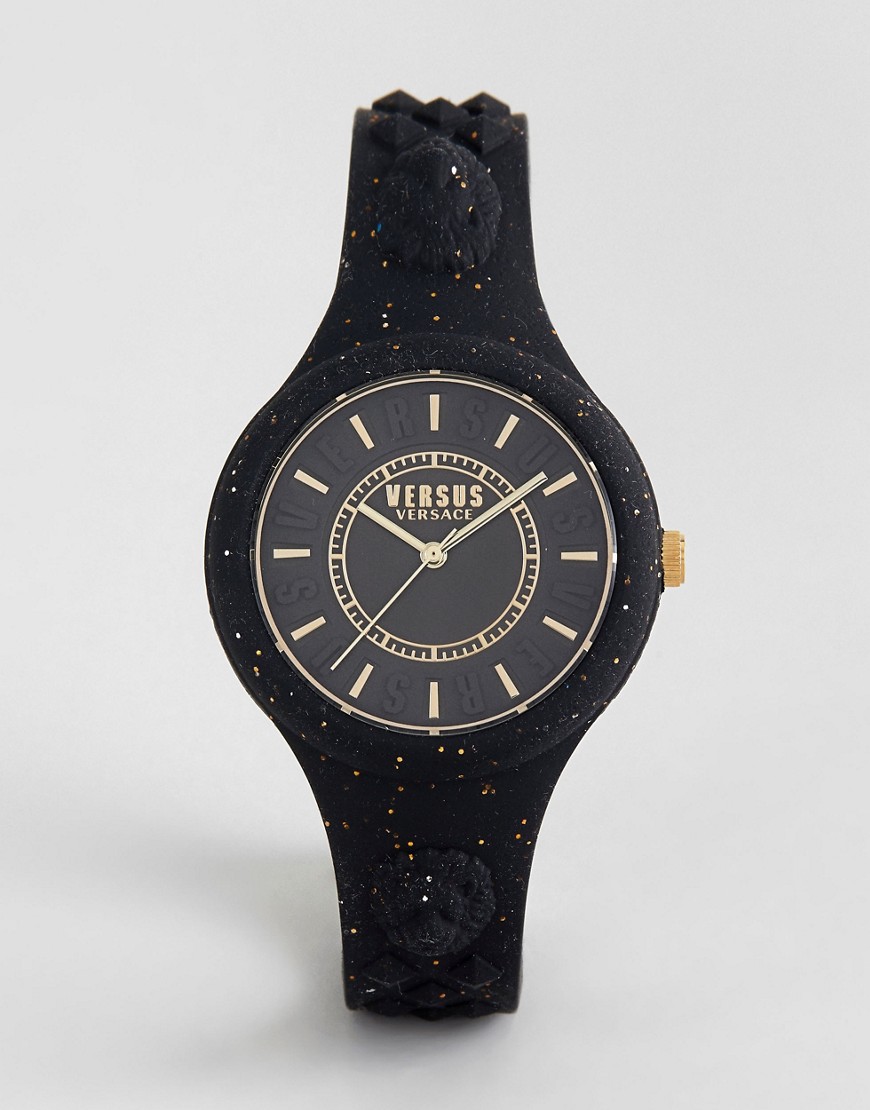 фото Черные часы с силиконовым ремешком и блестками versus versace spoq16 fire island-черный