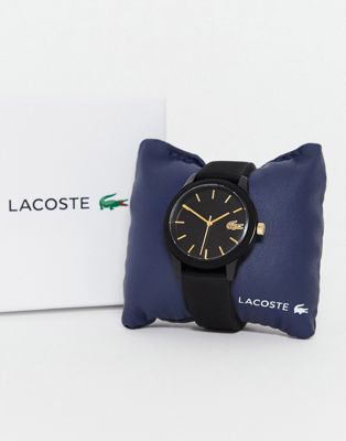 фото Черные часы с силиконовым ремешком lacoste 12.12-черный