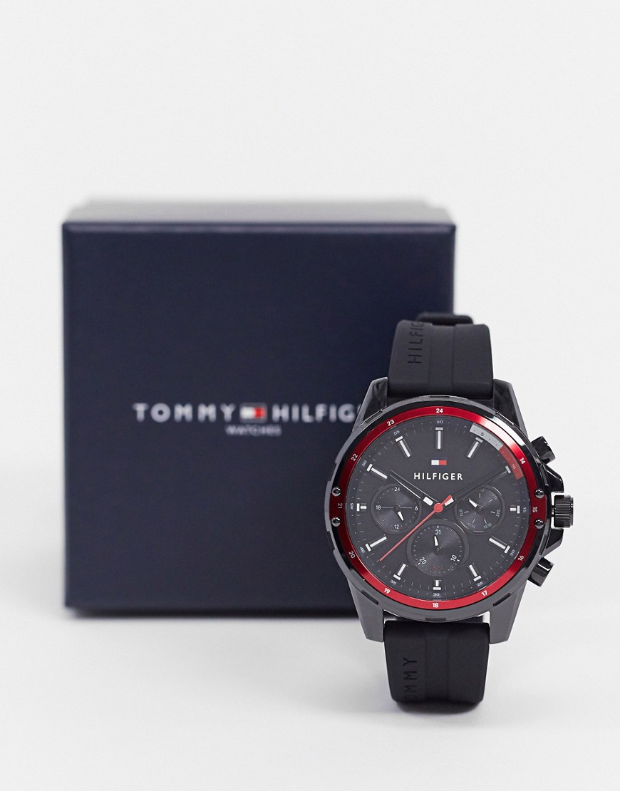 фото Черные часы с силиконовым ремешком tommy hilfiger 1791793-черный