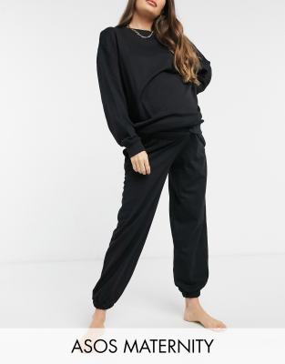 фото Черные домашние oversized-джоггеры asos design maternity-черный asos maternity