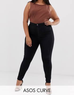 фото Черные джеггинсы с завышенной талией asos design curve rivington-черный asos curve