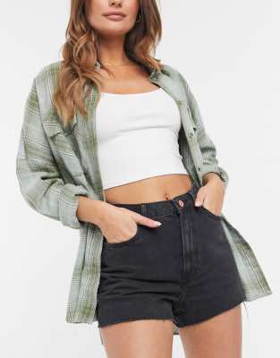   Asos Черные джинсовые шорты в винтажном стиле с завышенной талией New Look-Черный
