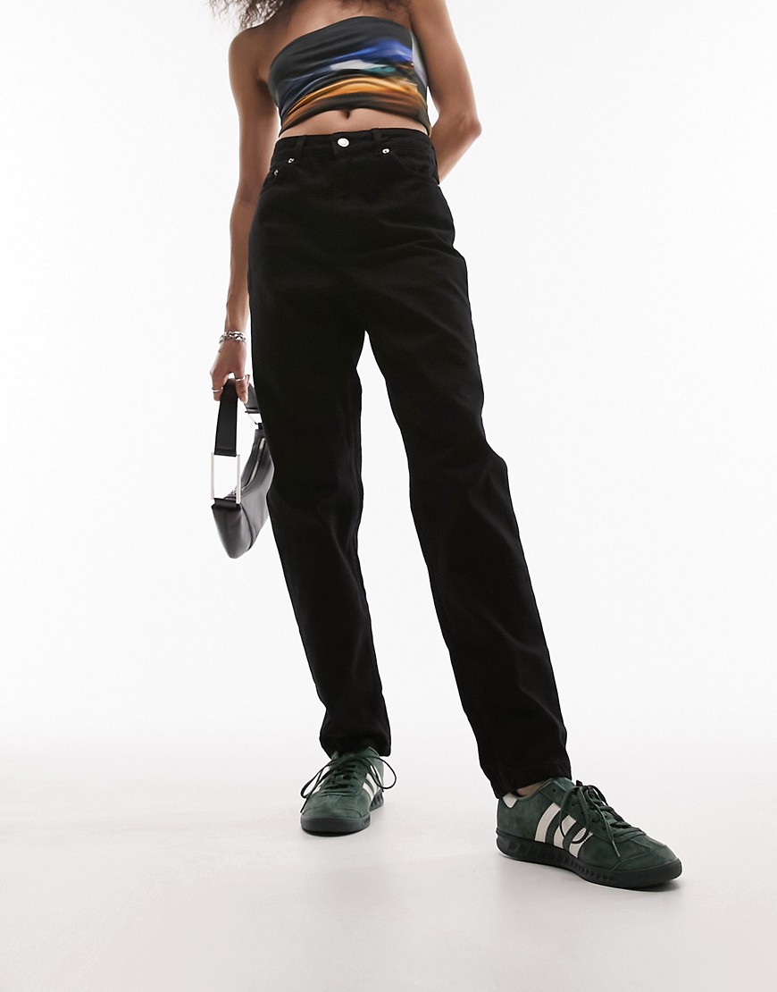 фото Черные джинсы из переработанного смесового хлопка в винтажном стиле topshop-черный цвет