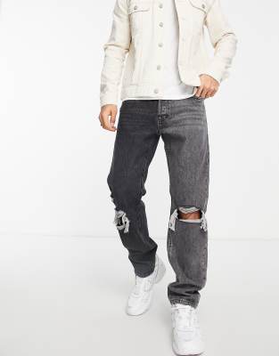Прямые джинсы  Asos Черные джинсы прямого кроя Jack & Jones Intelligence Mike-Черный