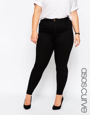 фото Черные джинсы скинни asos curve ridley-черный