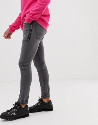 фото Черные джинсы скинни с молниями asos design-черный