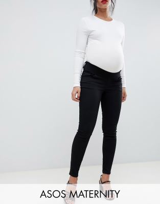 Черные джинсы скинни с посадкой под животом ASOS DESIGN Maternity-Черный цвет