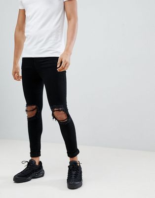 фото Черные джинсы скинни с рваной отделкой jaded london-черный