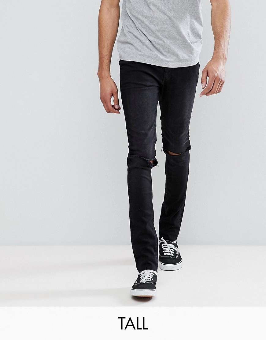 фото Черные джинсы скинни с рваными коленями cheap monday tall-черный